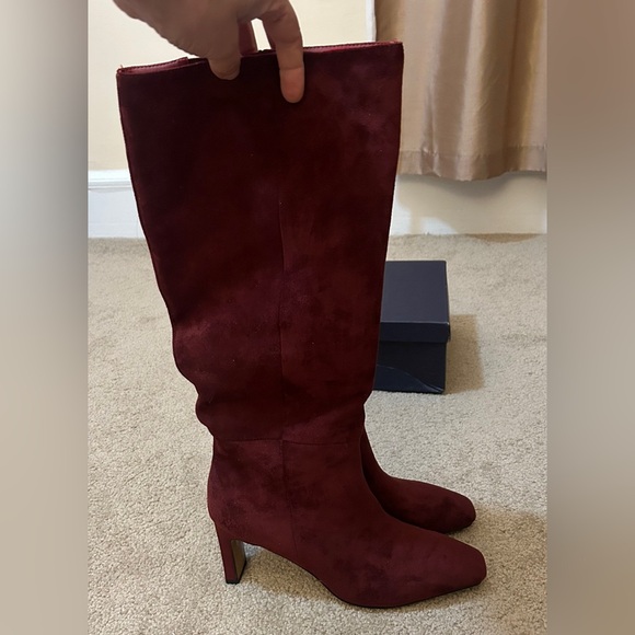 Tall Faux Suede Burgundy Boots. NWT in Box - Picture 2 of 15